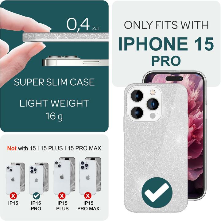 Produktbild Nalia Glitzer Hülle (Apple iPhone 15 Pro)