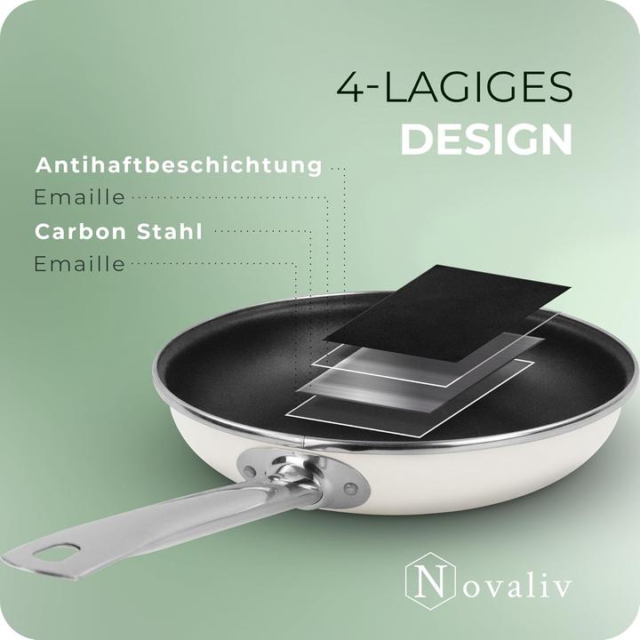 Produktbild Novaliv Energiesparpfanne 24 cm Einsparung bis zu 40% - Emaillierter Stahl, Antihaft Beschichtung in (24 cm, Bratpfanne, Stahl)