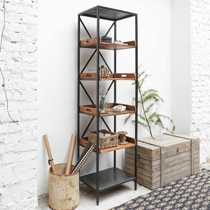 Immagine prodotto Loberon Scaffale Lancaster marrone antico/nero (200 x 55 x 40 cm)