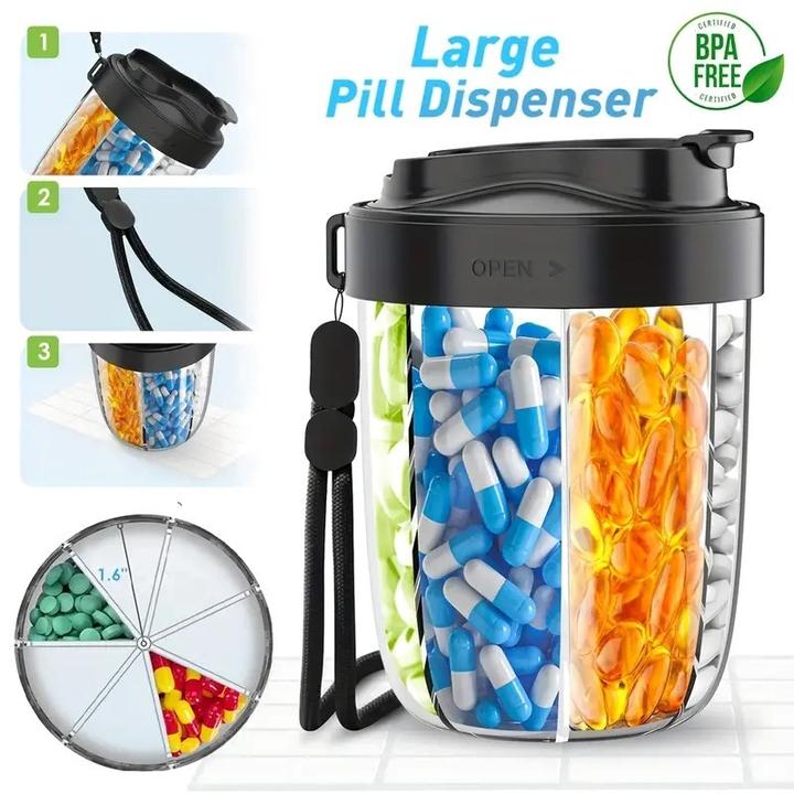 Actual product image Cbx Runde Pillendose Tablettenbox mit 7 separaten Fächer