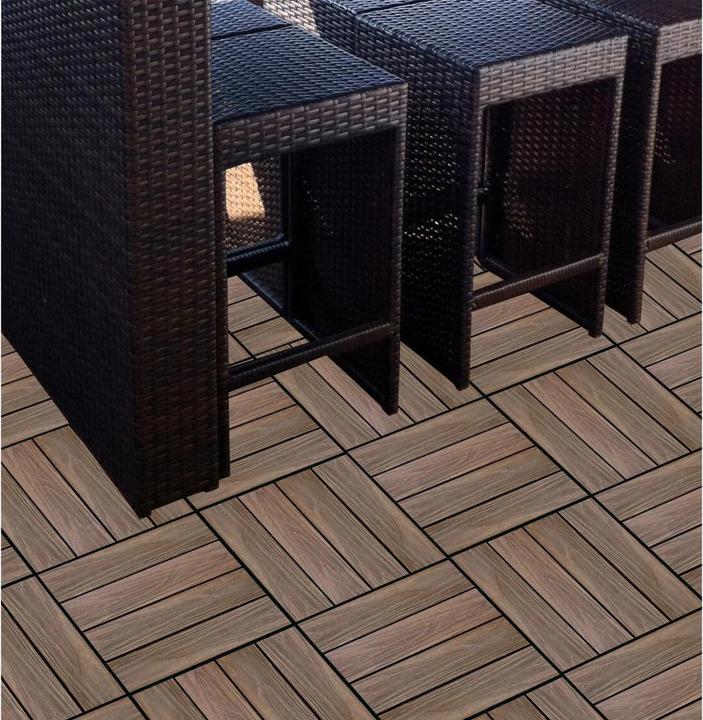 Produktbild Florco Balkon-& Terrassenplatten WPC 3D braun 30 x 30, 6 Stk. (6 x, 30 x 30 cm)