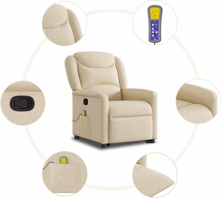Immagine prodotto VidaXL Poltrona massaggiante con ausilio stand-up in tessuto crema