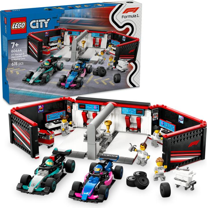 Produktbild LEGO F1 Garage mit Mercedes-AMG & Alpine Rennautos (60444, LEGO City)
