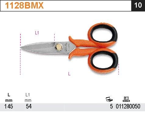 Actual product image BETA 1128BMX Electrician's scissors, straight cutting edges made of stainless steel, with (14.70 cm)