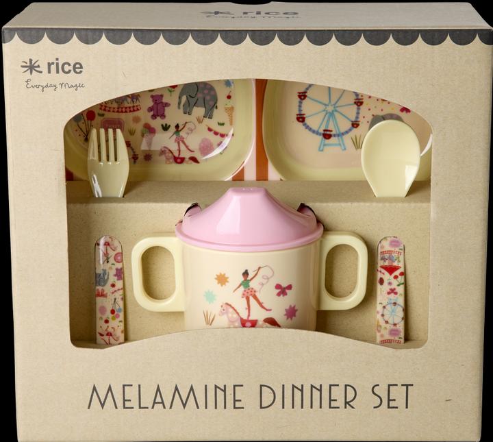 Productafbeelding Rice - Melamine Baby Dinner Set - Fun Fair Print - Pink