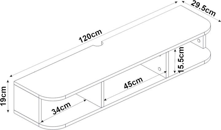 Produktbild En.Casa TV-Lowboard hängend Oundsvas 120x30x19 cm Weiss