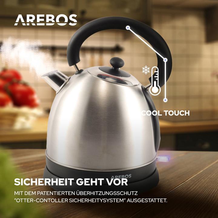 Produktbild Arebos Wasserkocher Retro - Edelstahl (1.80 l)