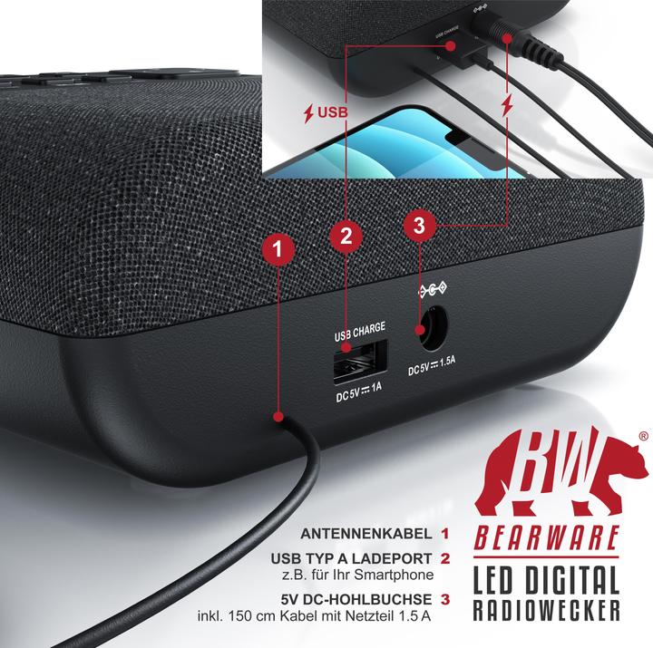 Actual product image Bearware DAB Plus clock radio