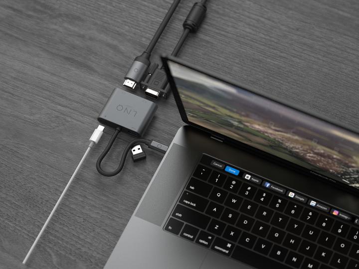 Produktbild LINQ Connects USB-C -> 1x HDMI, 1x VGA, 1x USB-C, 1x USB-A LQ48001 grey (USB-C, 1 Ports)