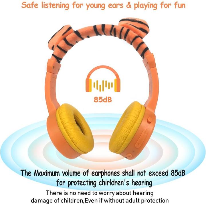 Produktbild PhoneLook Coole Wireless Bluetooth 5.3 Kopfhörer für Kinder mit gedämpfter Lautstärke 85dB und lustigem Design