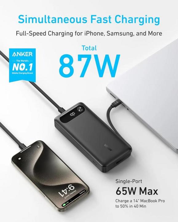 Immagine prodotto Anker Power Bank A1383011 (20000 mAh, 87 W, 65 Wh)