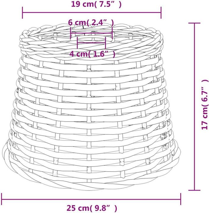 Actual product image VidaXL Lampenschirm Braun Ø25x17 cm Korbweide, Farbe: Braun