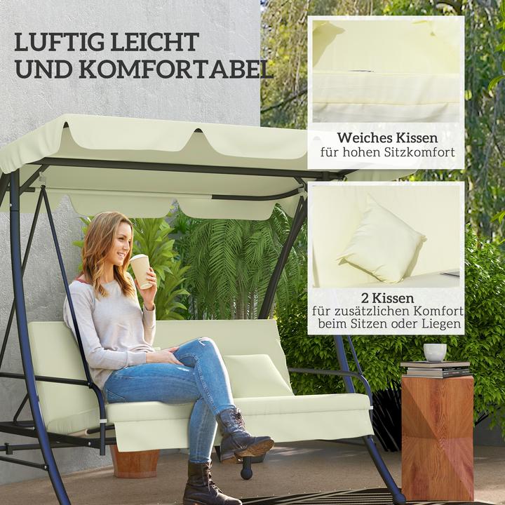 Produktbild Outsunny Hollywoodschaukel Metall, Polyester Cremeweiss