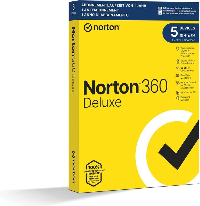 Produktbild Norton 360 Deluxe (5 User, 12 Monate)