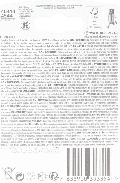 Image du produit Energizer A544 Specialty (2 pcs, 4LR44, 178 mAh)
