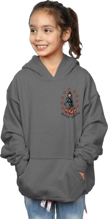 Actual product image Girls Black Widow Tattoo Breast Print Hoodie (140, 146)