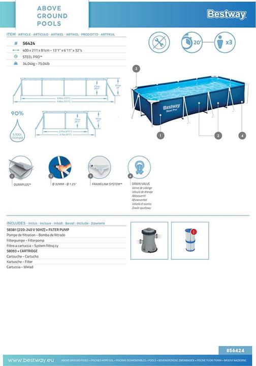Produktbild Bestway Steel Pro Pool Set (400 x 211 x 81 cm)