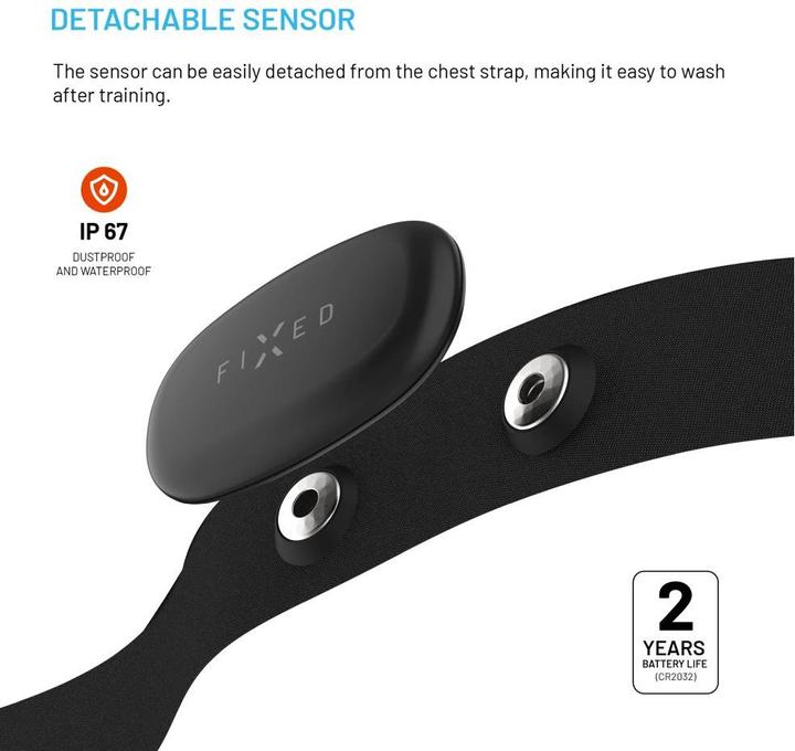 Image du produit Fixed Sangle thoracique cardio-fréquencemètre Pulse Dual, mesure HR+HRV, noir