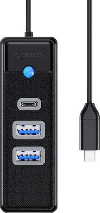 Actual product image Orico Hub USB-C to 2x USB 3.0 + USB-C, 5 Gbps, 0.15m (Black) (USB-C, 3 Ports)