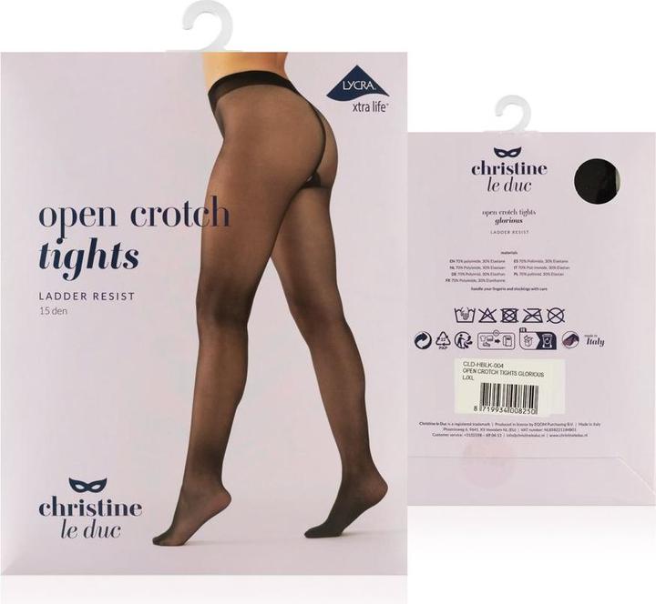 Produktbild Christine Le Duc Strumpfhose mit offenem Schritt AntiLaufmaschen Glorious schwarz