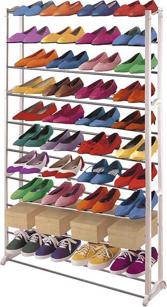 Produktbild Mendler Schuhregal Schuhablage, Kunststoff, Metall Querstreben, weiss - für 40 Paar Schuhe (72 x 25 x 140 cm)
