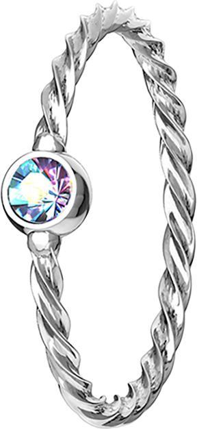 Immagine prodotto Star Piercing Anello Micro Piercing intrecciato in argento con cristallo multicolore (Acciaio chirurgico 316L, senza ottone)