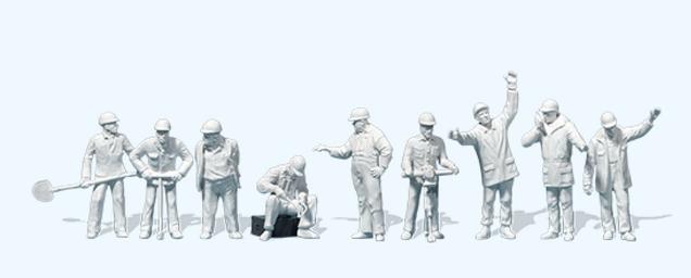 Actual product image Bahn-und Gleisbauarbeiter, unbemalt, 9 Figuren 1:32