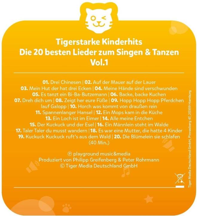 Actual product image Tigermedia Tigercard The 20 best songs to sing and dance (German)