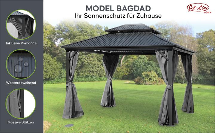 Produktbild Jet-Line Alu Pavillon BAGDAD 3,65x3,65 m Metalldach Pergola Aluminium (365 cm, 365 cm)