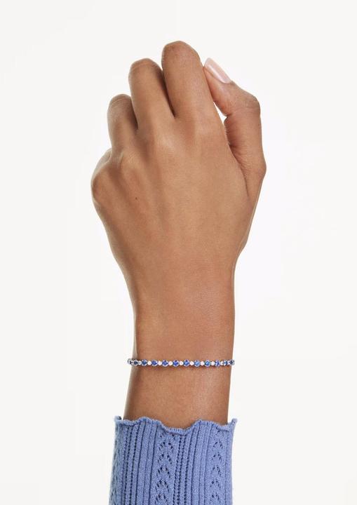 Actual product image Swarovski Matrix Tennis Armband Gemischte Rundschliffe Blau Rhodiniert (24 cm, Swarovski Metal)