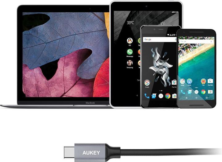 Actual product image Aukey USB A - USB Type-C Nylon (1 m, USB 3.0)
