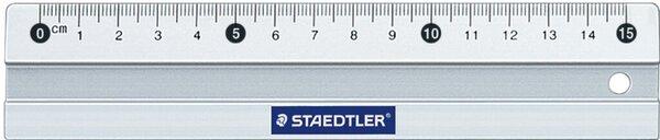 Actual product image Staedtler Metal ruler, made of aluminium, 150 mm long Millimetre scale, embossed graduation, ink edge (15 cm)