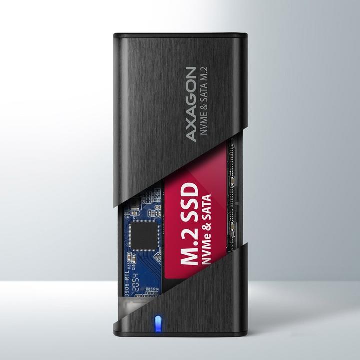 Actual product image Axagon EEM2-SB2 USB-C 3.2 Gen 2, M.2 SSD Enclosure - black (M.2 2260, M.2 2242, M.2 2280)