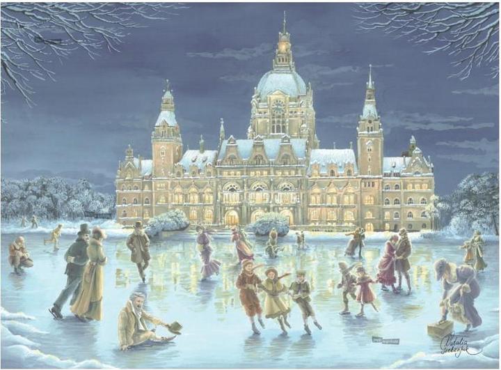 Actual product image Pappnoptikum 1082 - Hanover - Ice skating on the Maschsee (Advent calendar)