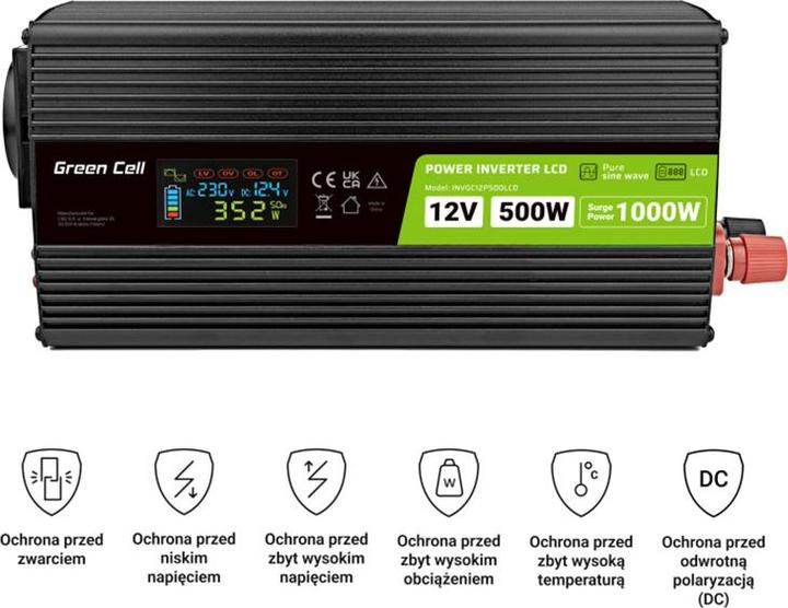 Actual product image GreenCell Przetwornica LCD /1000W Czysty sinus z wywietlaczem