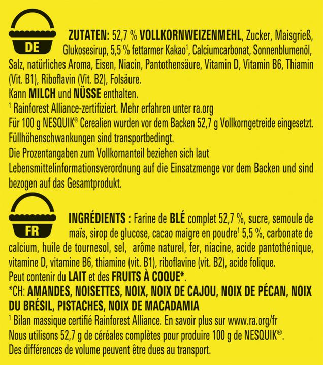 Nährwerte und Zutaten Nesquik Cerealien (625 g)