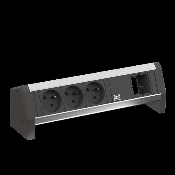 Produktbild Bachmann Desk 1 - 3 AC-Ausgänge - Indoor - Typ E - Aluminium - Kunststoff - 281 mm - 1 St (3 x, CEE 7/3, CEE 7/5, 1 m)