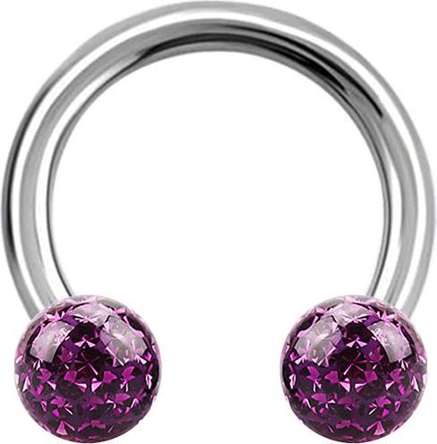 Produktbild Star Piercing Micro Circular Barbell silber mit zwei Kristall Kugeln violett Epoxy Schutzschicht (ohne Messing, Chirurgenstahl 316L)