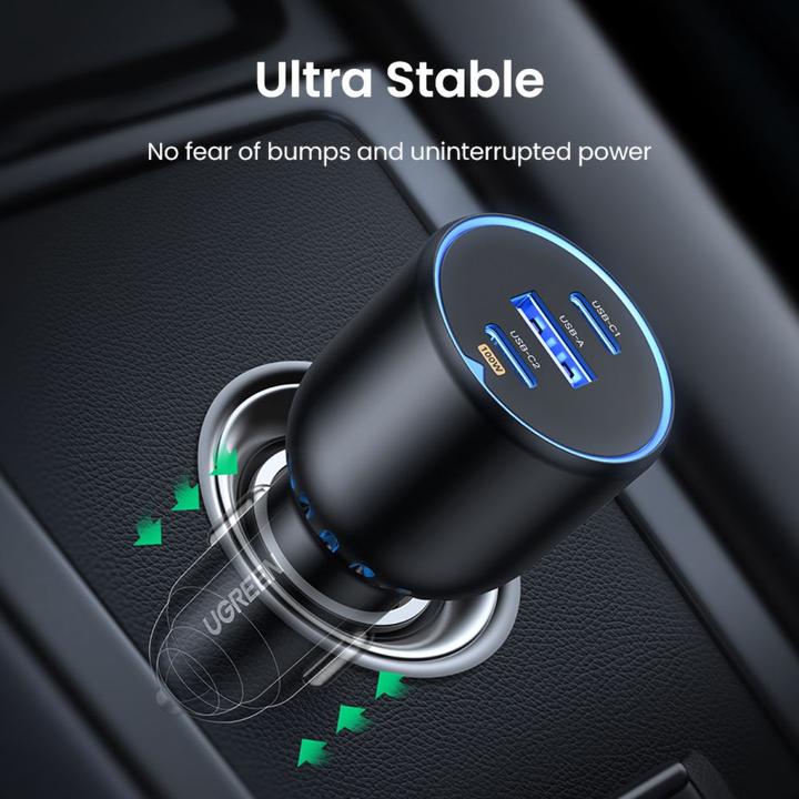 Productafbeelding Ugreen Fast Car Charger 130W 90413 2xUSB-C PD+USB-A