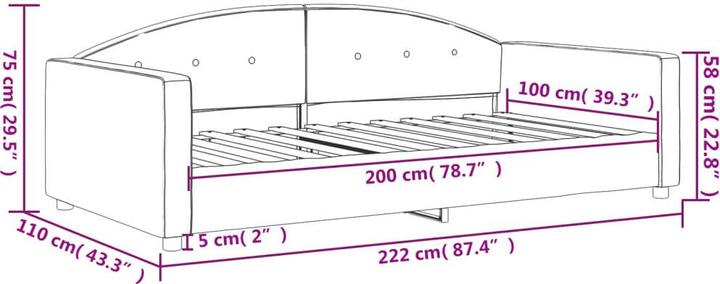 Produktbild VidaXL Tagesbett Gästebett Bettsofa Schlafsofa ohne Matratze 100x200cm Samt (Bettsofa)