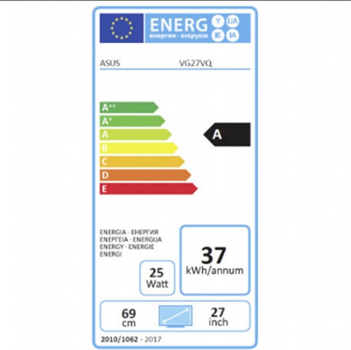 Energy Label ASUS TUF Gaming VG27VQ (1920 x 1080 pixels, 27")