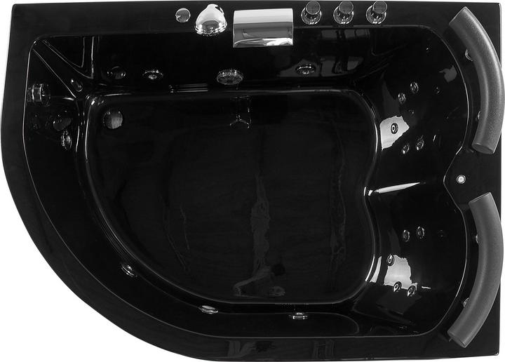 Produktbild Beliani Whirlpool Badewanne schwarz Eckmodell mit LED links 160 x 113 cm PARADISO (427 l, 155 cm, 110 cm)