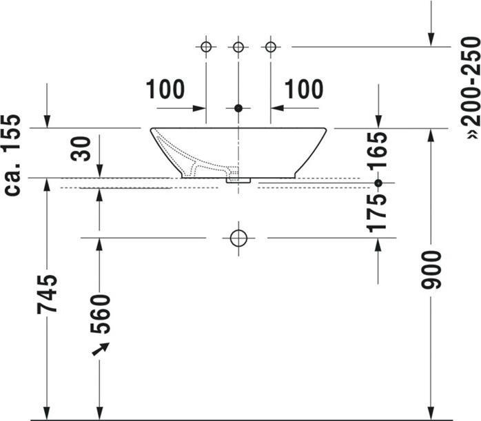 Actual product image Duravit Countertop basin BACINO w ÜL o HLB 550x420mm without tap hole white (420 mm, 550 mm)