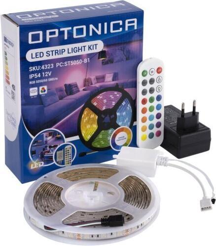 Produktbild Optonica Strip, RGB 4323, 12 V, 60 LEDs, EEK: G, 36 W, 2400 lm, mit Fernbedienung, 5 m, IP54 (500 cm, Indoor)