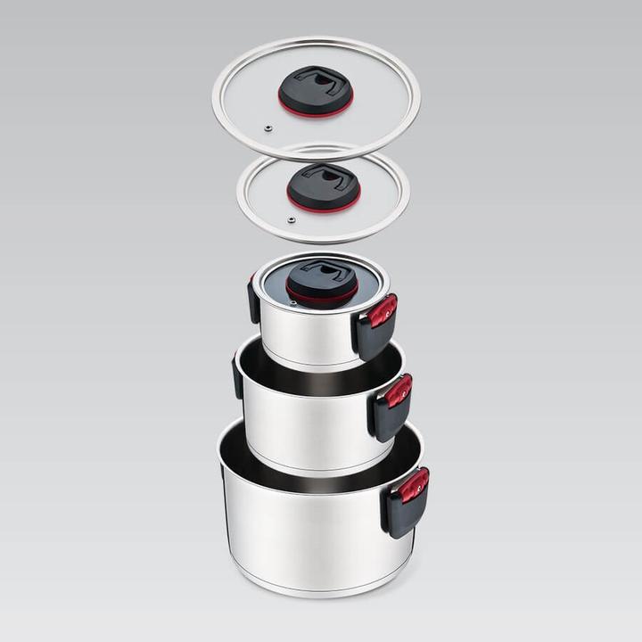 Produktbild Maestro MR-3530-6 Topfset mit Klappgriffen 6 Stück (24 cm, Pfannenset + Topfset, Edelstahl)