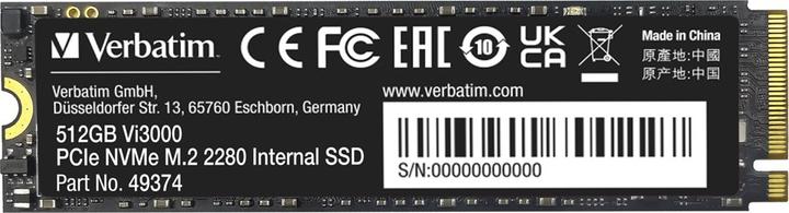 Productafbeelding Verbatim SSD Vi3000 PCIe NVMe M.2 (512 GB, M.2 2280)