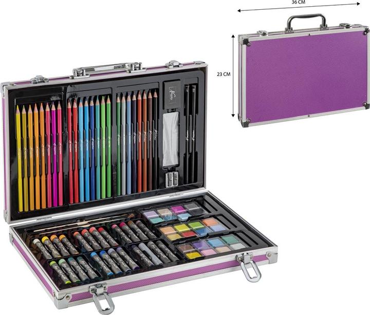 Produktbild Nassau Art set 79 pcs in metal box, purple - 36x23cm - (K-AR0926/GE)