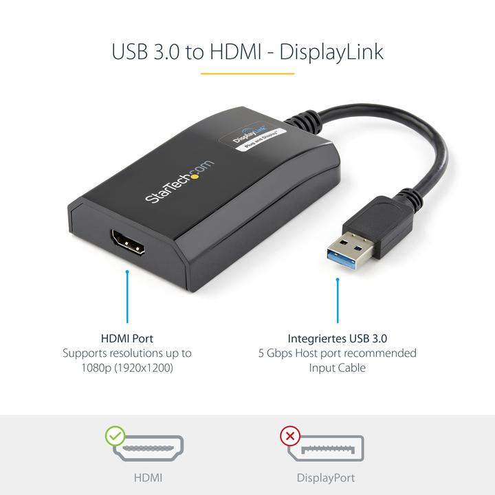 Produktbild StarTech USB 3.0 To HDMI Video Adapter (HDMI, 9 cm)
