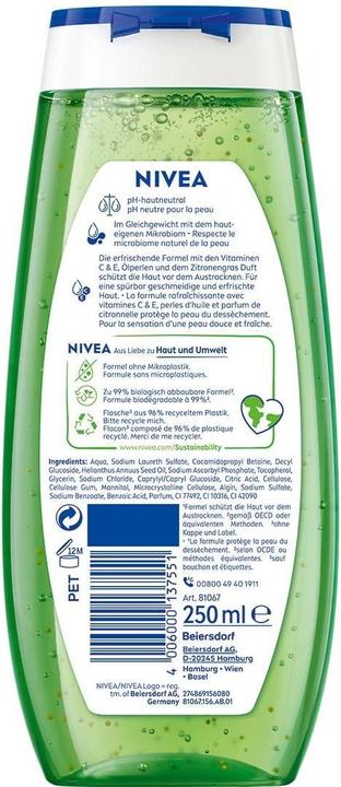 Immagine prodotto NIVEA Gel doccia alla citronella e olio (250 ml)