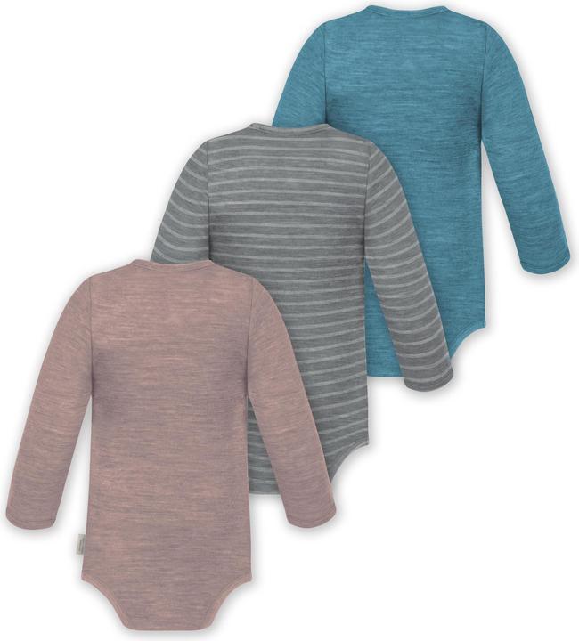 Actual product image Normani 3-pack baby merino bodysuit long sleeve "Auckland" - 9375 (56)
